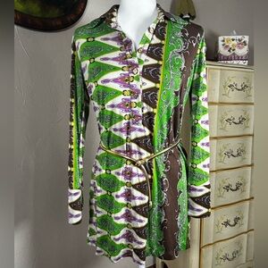 90s Silk Mod Mini Dress | Pucci-Inspired Psychedelic Print